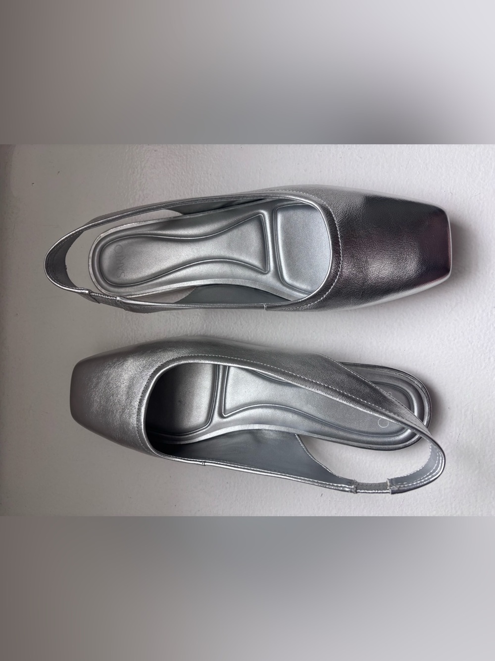 Silver Slingback Square-Toe Women’s Flats